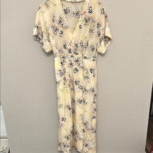 Equipment Cream and Yellow Patterned Maxi Dress